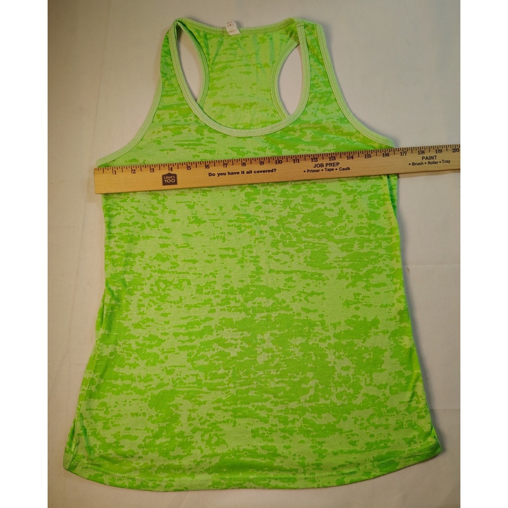 Womens XL Neon Lime Green Burnout Racerback Tank Top Athleisure Gym Activewear - Picture 5 of 6